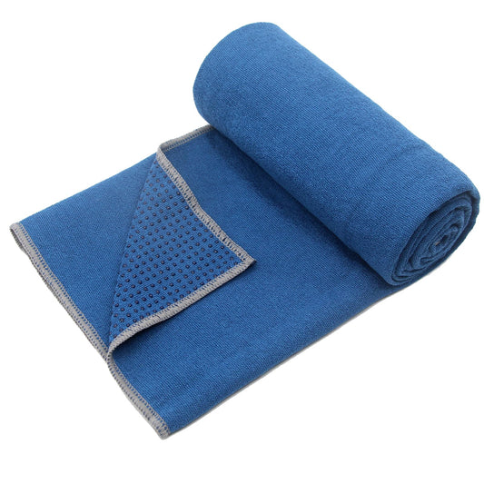 Eunzel Yoga Towel,Hot Yoga Mat Towel - Sweat Absorbent Non-Slip for Hot Yoga, Pilates and Workout 24" x72(Grip Dots, Steelblue)