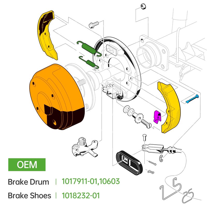 10L0L Golf Cart Brake Repair Kit for Club Car DS 1995-Up & Precedent 2004-Up, Brake Drums & Brake Shoes Spring Kit, Replace OEM 101791101 1018232-01 10603 1011466 101816301