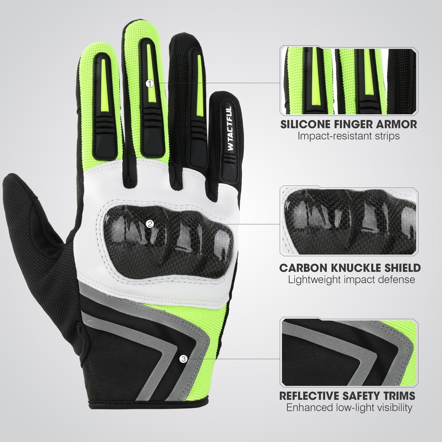 WTACTFUL Motorcycle Gloves Men Women, Carbon Fiber Touchscreen Breathable