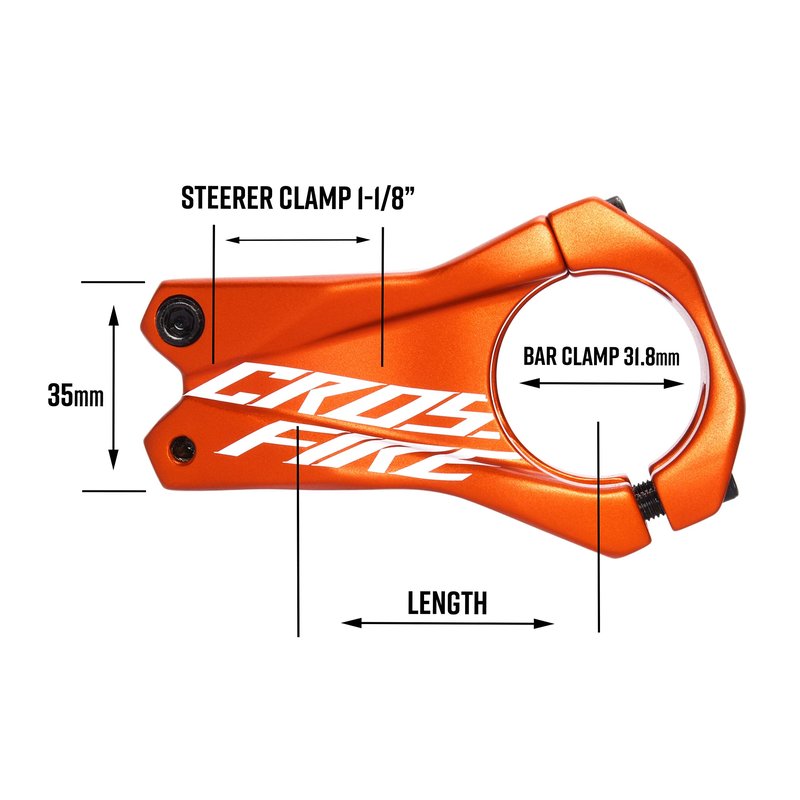 Funn Crossfire Mountain Bike Stem with 31.8mm Bar Clamp - Durable and Lightweight Alloy Bicycle Stem for Mountain Bike and BMX Bike, Length 50mm stem (Red)