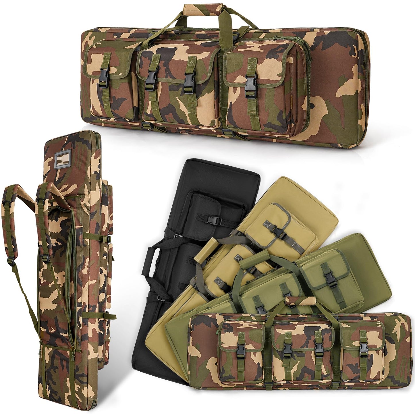 DULCE DOM 32 inch Double Rifle Case Soft Bag Gun Case, Perfect for Rifle Pistol Storage and Transportation, All Around Shooting Range Tactical Rifle Backpack, Indoor Outdoor