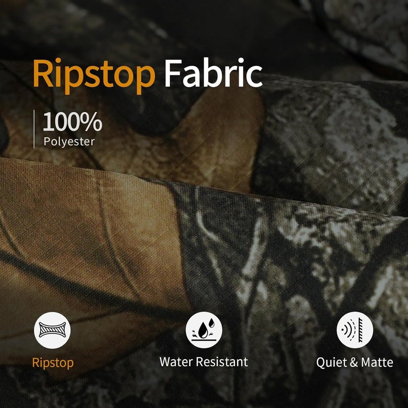Camo Hunting Pants for Men - Water-Resistant, Quiet Design | 6 Pockets, Matte Finish