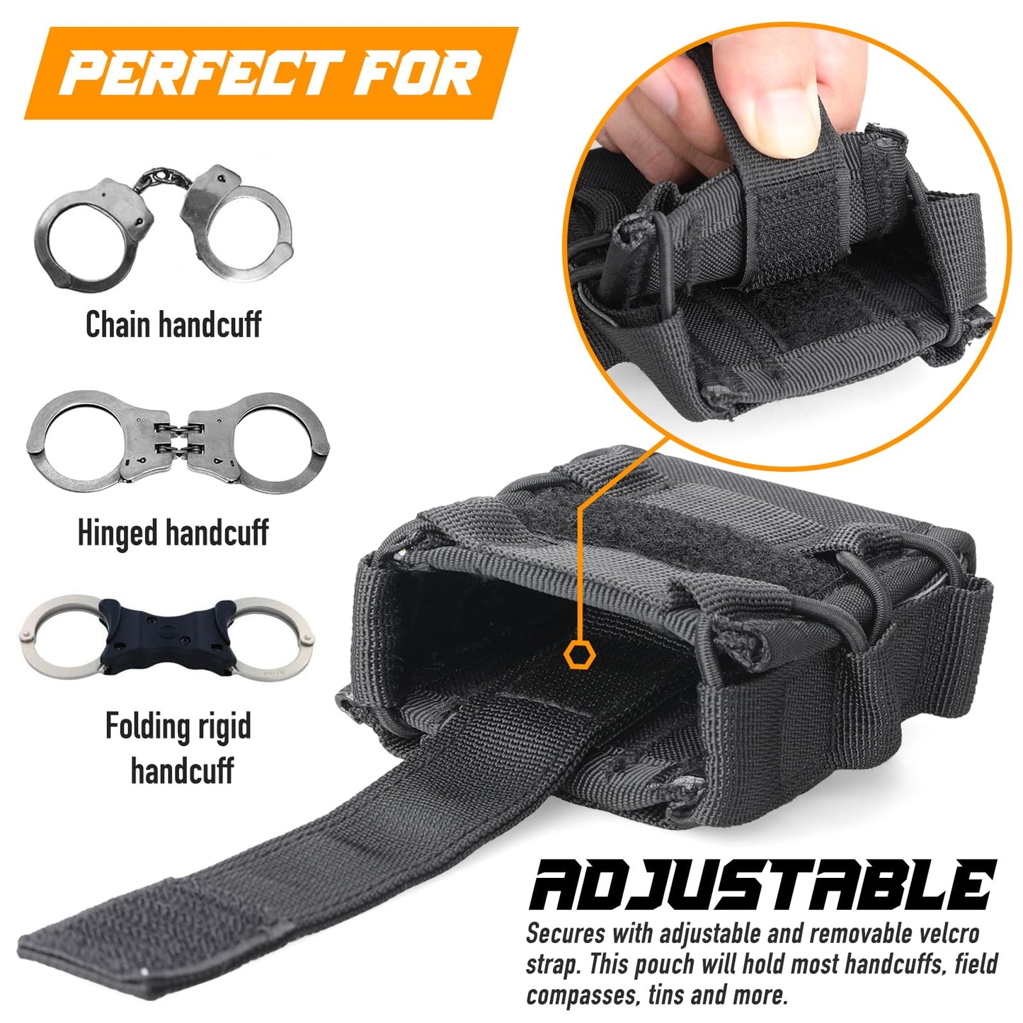 Molle Handcuff Holster, Handcuff Pouch for Duty Belt/Police Vest