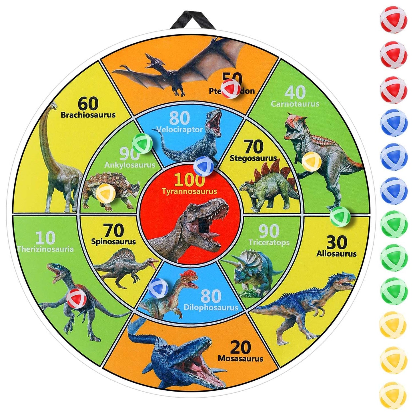 30 Inch LED Dart Board Kids Game,12PCS Sticky Balls,Indoor/Outdoor Sports Carnival Games Yard Party, Suitable for 3 4 5 6 7 8 9 10 Years Old Boys and Girls Birthday Gifts Dinosaur Toys