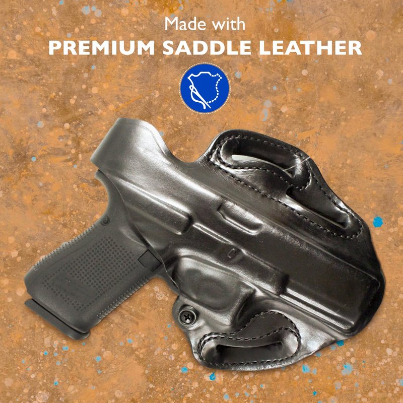 DeSantis Thumb Break Scabbard - OWB Gun Holster for Men and Women - Compatible with Glock 17, 17 Gen 5, 22, 22 Gen 5, 31, 47 - Black, Leather, Right Hand Draw