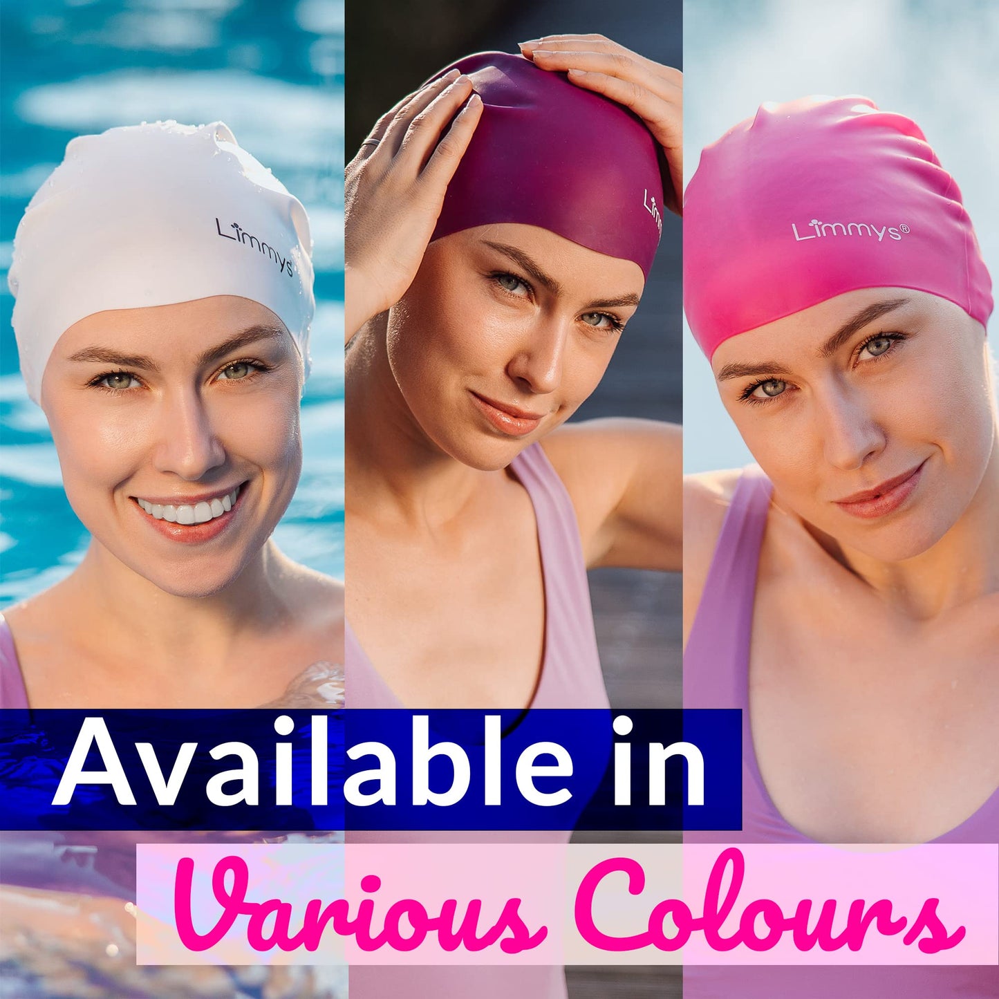 Limmys Men’s Women’s Unisex Swimming Cap - 100% Silicone Ladies Swim Caps - Premium Quality, Stretchable and Comfortable Swimming Hats - Available in Different Attractive Color (Pink)