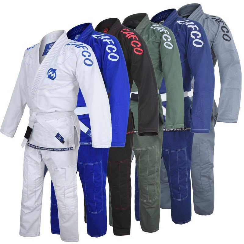 Zafco Sports Brazilian Jiu Jitsu Gi BJJ Gi for Men & Women Grappling gi Uniform Kimonos Light, Preshrunk, with White Belt (White, A3)