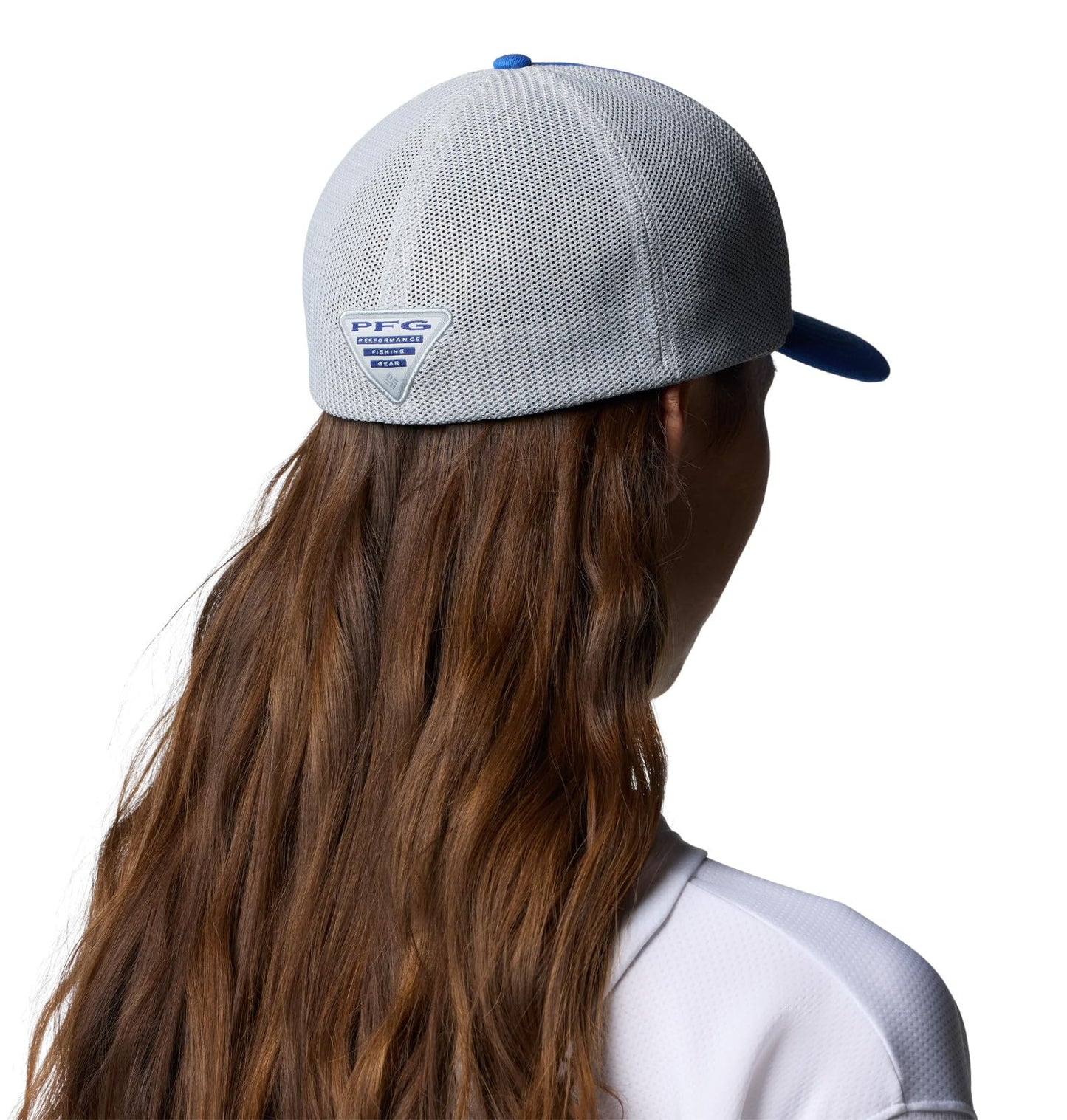 Columbia Unisex PFG Fish Flag Mesh Ball Cap, Vivid Blue/Cool Grey/US Fish Flag, Small/Medium
