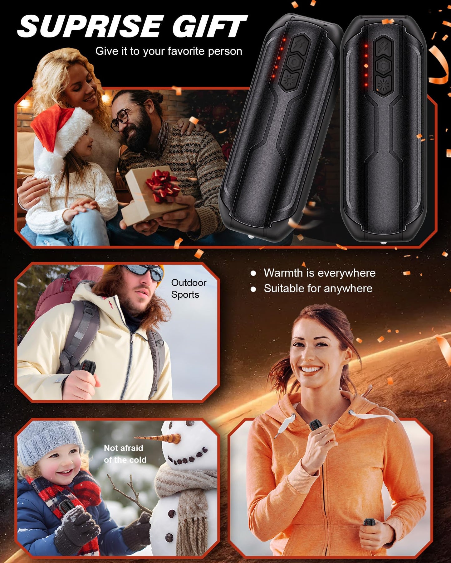 Vexolta Rechargeable Hand Warmers 2 Pack - 6000mAh AI Handwarmers with Flashlight & 5 Level, 20Hrs Long Lasting, 2 in 1 Portable Electric Heater, Gift for Valentine's Day/Golf/Camping/Hunting