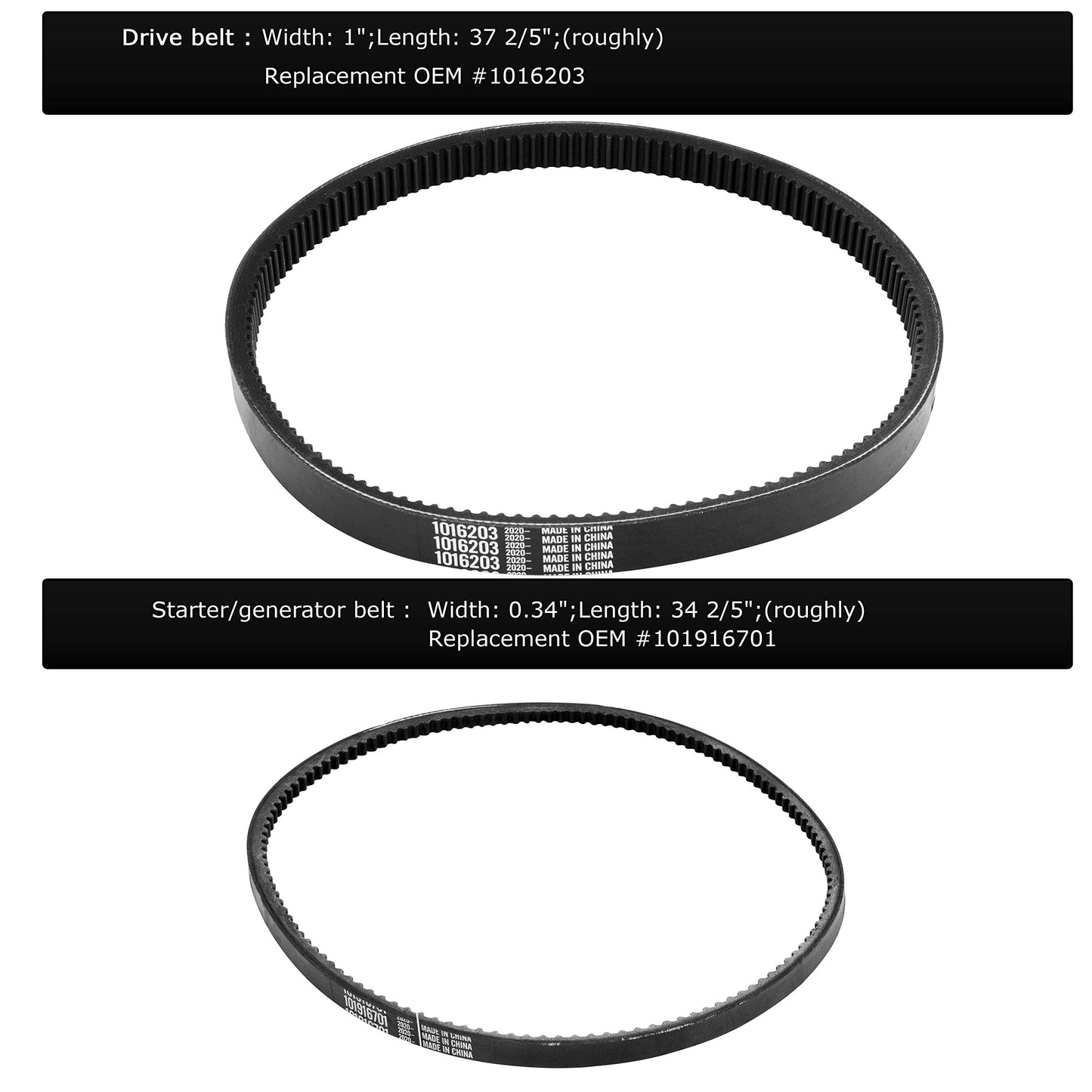 Roykaw Golf Cart Clutch Drive Belt and Starter Generator Belt Kit for Club Car 1997-Up DS and 2004-Up Precedent Golf Cart, High Tensile Strength Belt, OEM# 1016203, 101916701