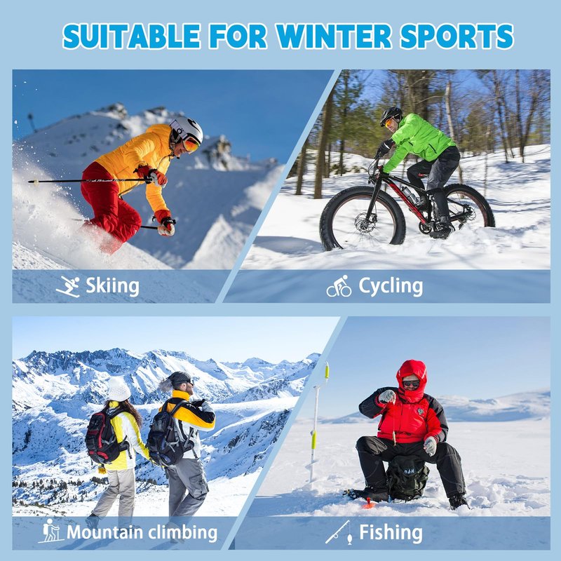 Heated Gloves 5V 5000mAh Electric Hand Warmers with Touch Screen Non-Slip Adjustable Wrist Design for Skiing Hiking