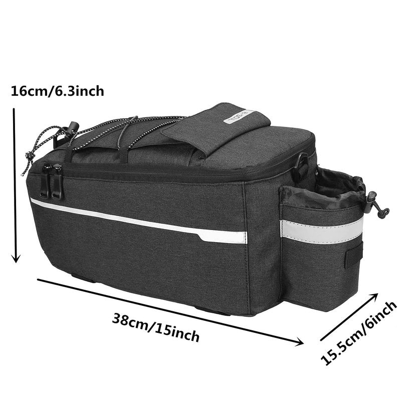 ZIMFANQI Bike Rear Rack Bag 10L Insulated Bike Trunk Cooler Bag Reflective Bicycle Rear Seat Cargo Bag Water Resistant Bike Panniers Bag Cycling Luggage Bag Shoulder Bag with Silicone Phone Holder