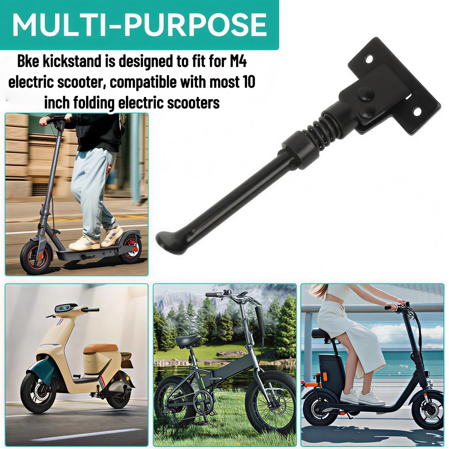 VGEBY Electric Scooter Kick Stand, Universal 10 Inch Folding Scooter Kickstand Parking Stand Feet Support Holder Replacement Parts for M4