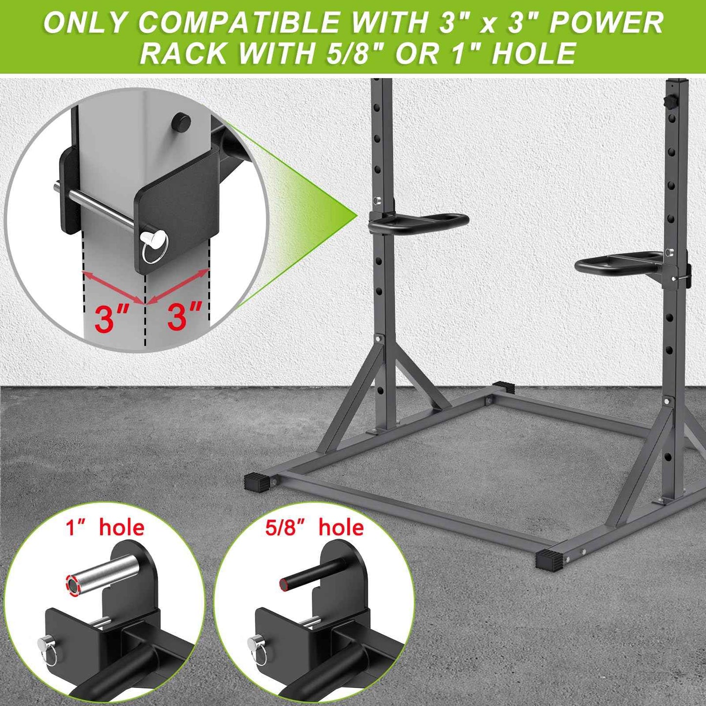 SELEWARE Multi Grip Dip Bar Attachment for 3" x 3" with 5/8" or 1" Hole Power Rack, Wide and Narrow Grip Handles Squat Rack Attachment for Strength Training, 500 lbs Capacity