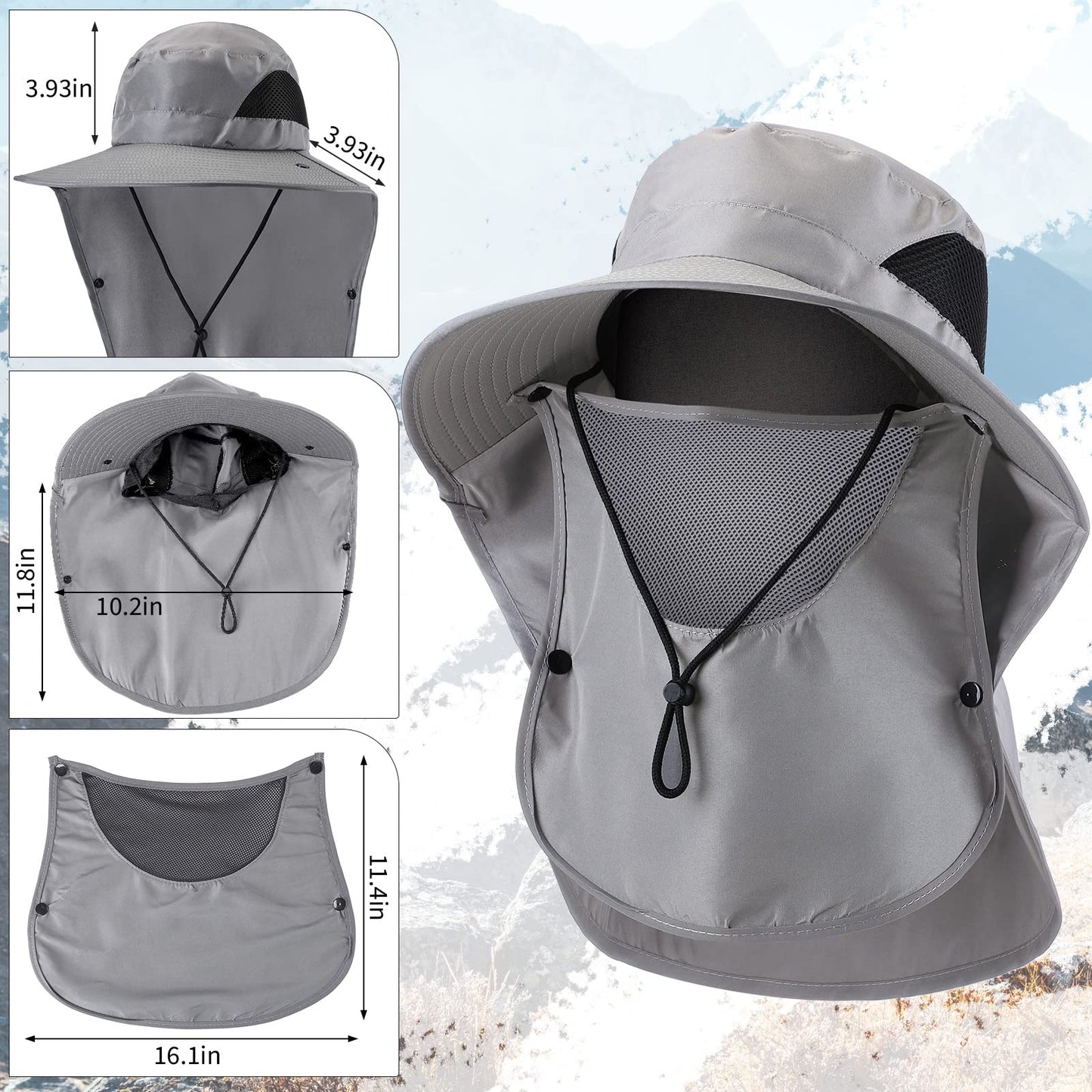 12 Pcs Fishing Sun Hat for Men Women Wide Brim UV Sun Protection Cap Summer Outdoor Hiking Hat with Neck and Face Flap for Adults, 4 Colors