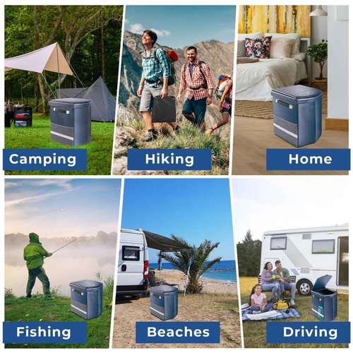 2025 Upgraded 16.5'' XL Portable Toilet for Adults,Tall Camping Toilet with Lid and Convenient Carry Bag, Portable Potty for Camping, Hiking, Car Travel,Truck, RV, Boating, Road Trips, Beach (Blue)