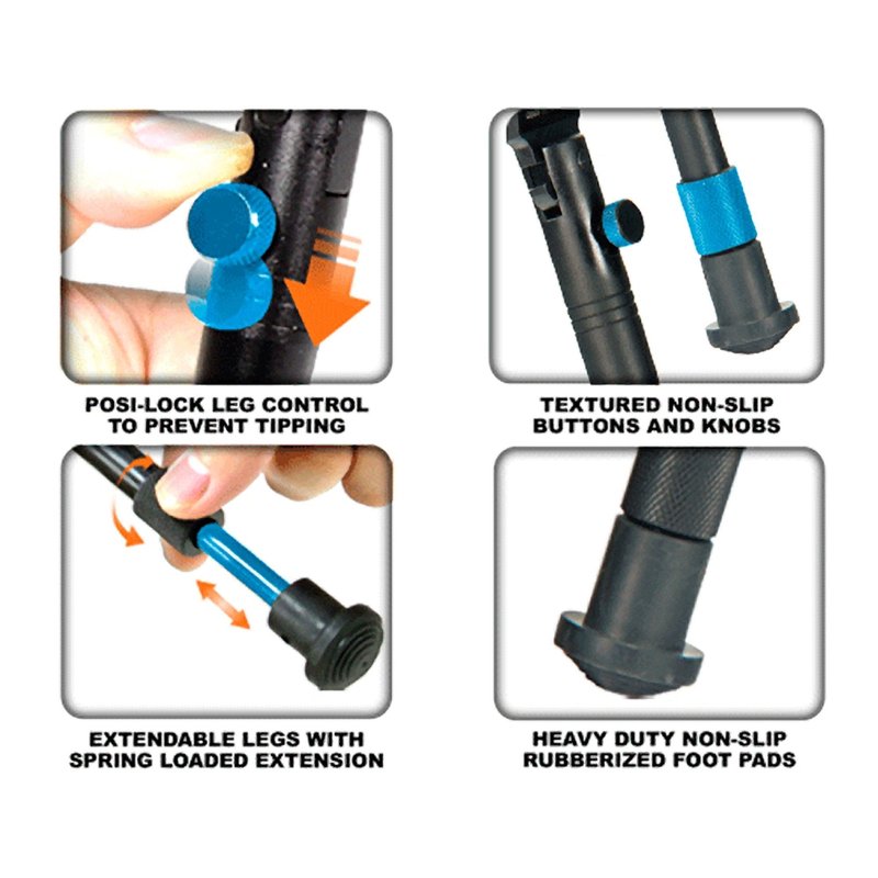 UTG New Gen Reinforced Clamp-on Bipod, Cent Ht 8.7"-10.2"