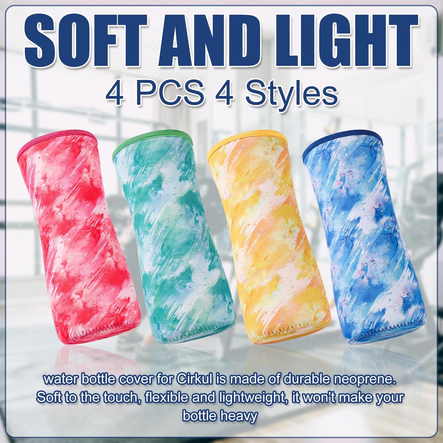 lasuroa 4pcs Sleeve for Cirkul Water Bottle 32oz, Neoprene Water Bottle Sleeve for Cirkul Plastic Water Bottle Protective Cover Insulated Water Bottle Cover for Retaining Temperature(4 Colors)