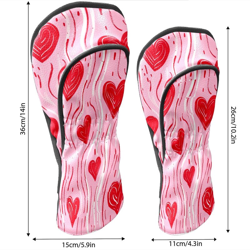 Golf Club Covers PU Leather Waterproof Golf Club Head Covers for Fairway Woods and Driver Wave Heart Driver Cover Suitable for Most Brands