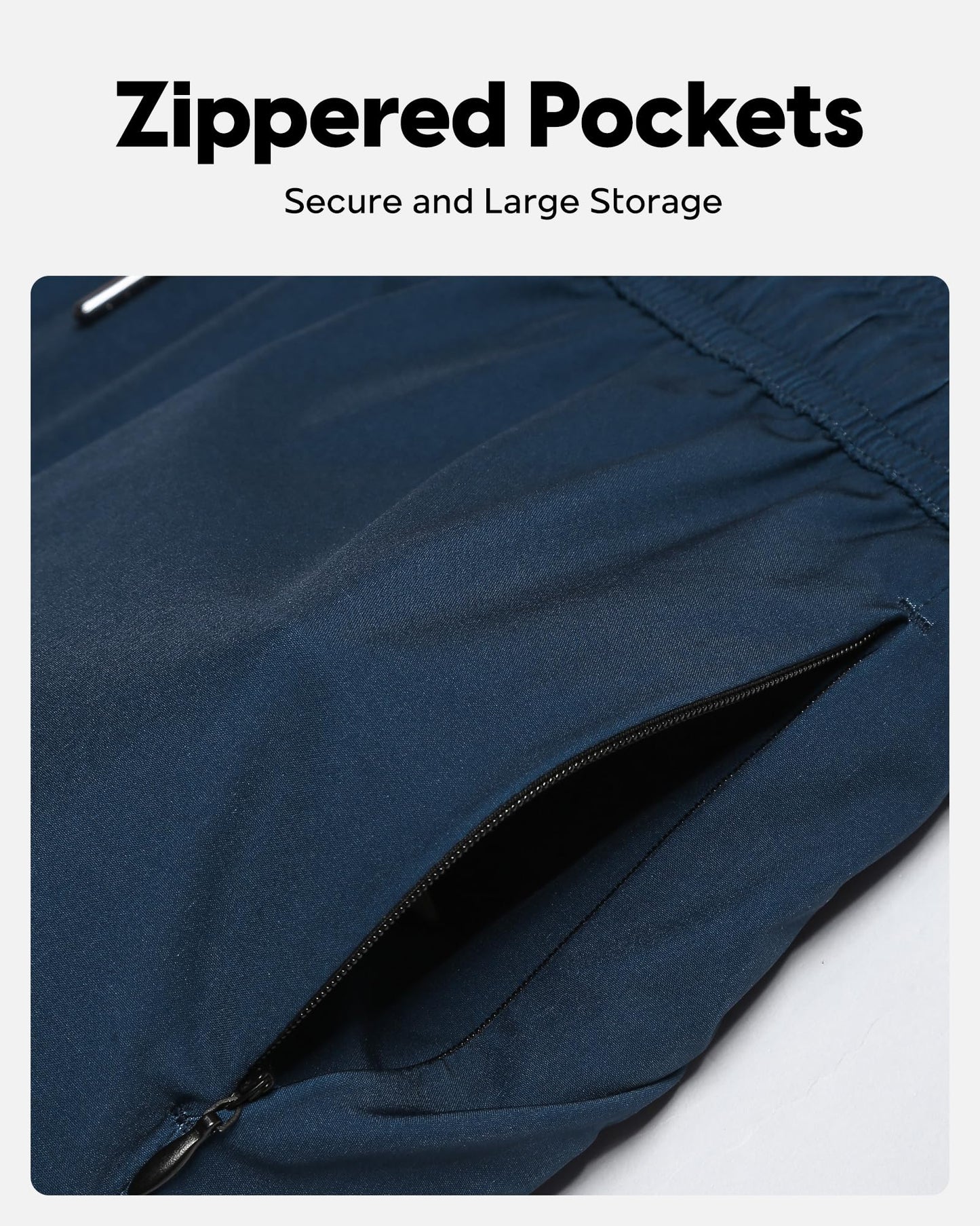 maamgic Mens Swim Trunks 5" Quick Dry Beach Shorts Stretch Swimming Trunks Board Shorts with Mesh Lining Zip Pockets Navy Large