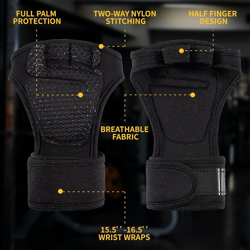 Weightlifting Gym Gloves for Men & Women - Padded Wrist Wraps for Enhanced Grip & Support