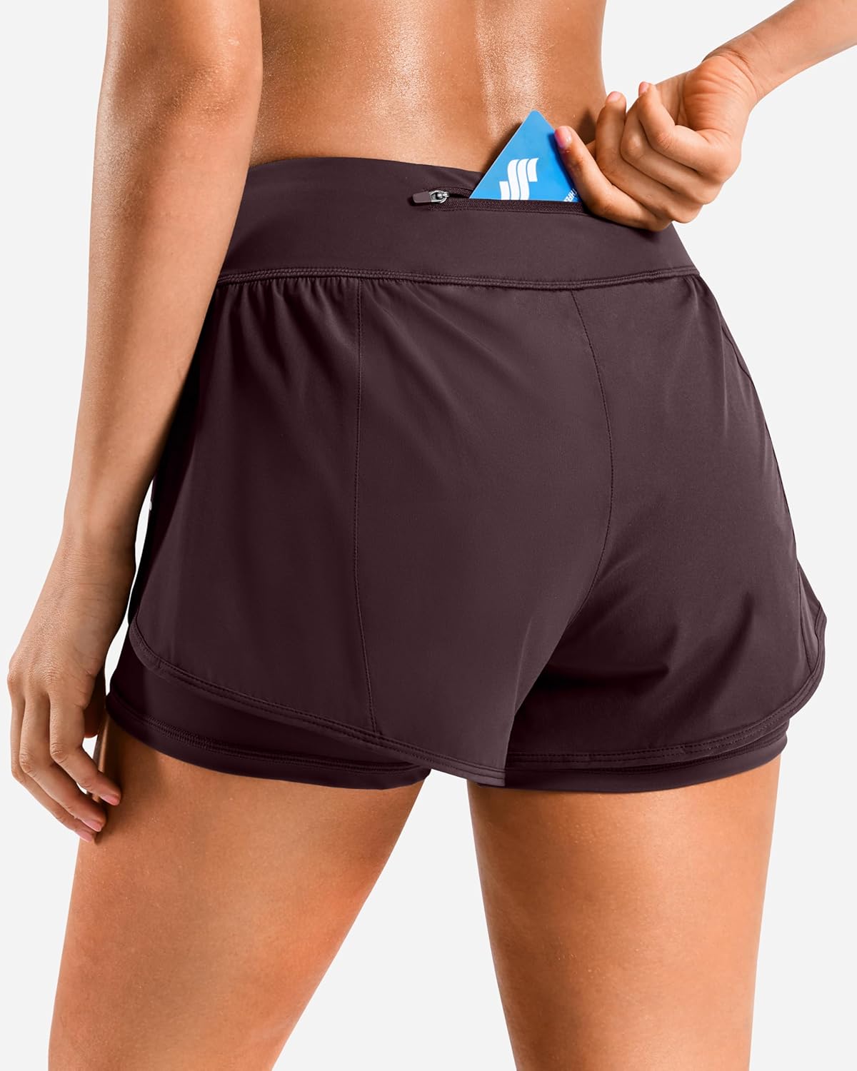Women's Running Shorts - 2-in-1 High-Waisted Spandex with Zipper Pocket | Athletic Gym & Yoga Wear