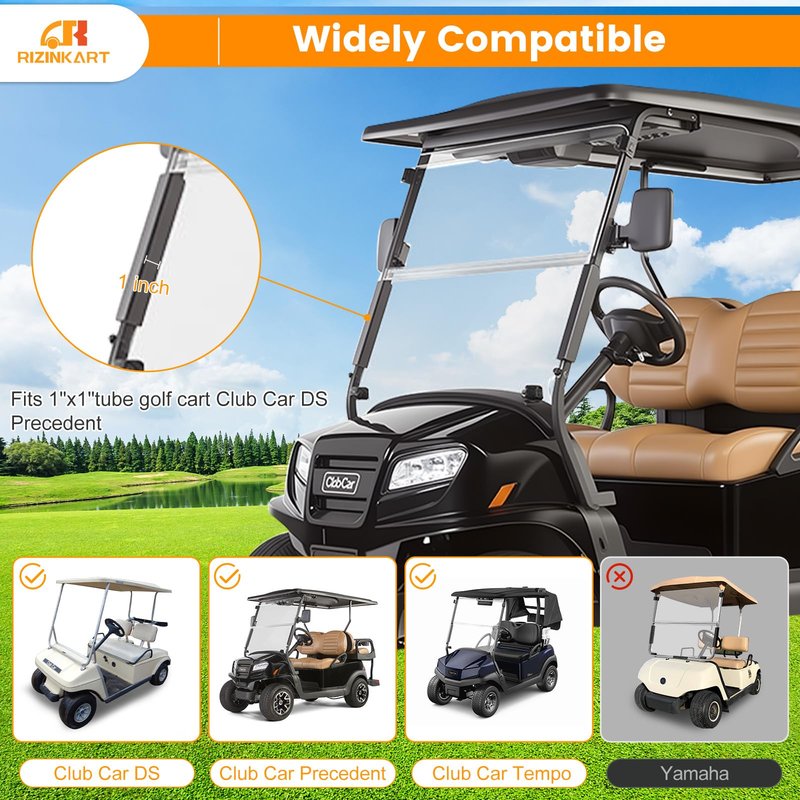 RIZINKART Golf Cart Windshield Sash Clips Universal Fit Club Car DS,Precedent, Windshield Side Sash Clips for 1'' × 1'' Tube