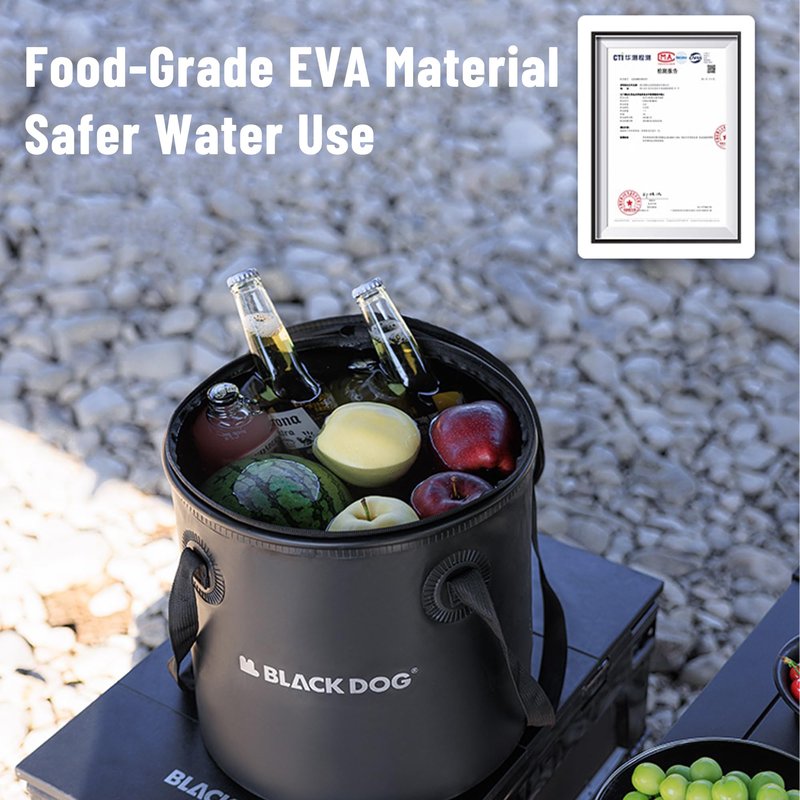 Blackdog 5 Gallon Camping Folding Bucket with Water Outlet & Lid, 20L Lightweight Folable Water Container with Handle, Water Storage Wash Basin for Travelling, Camping, Hiking, Fishing