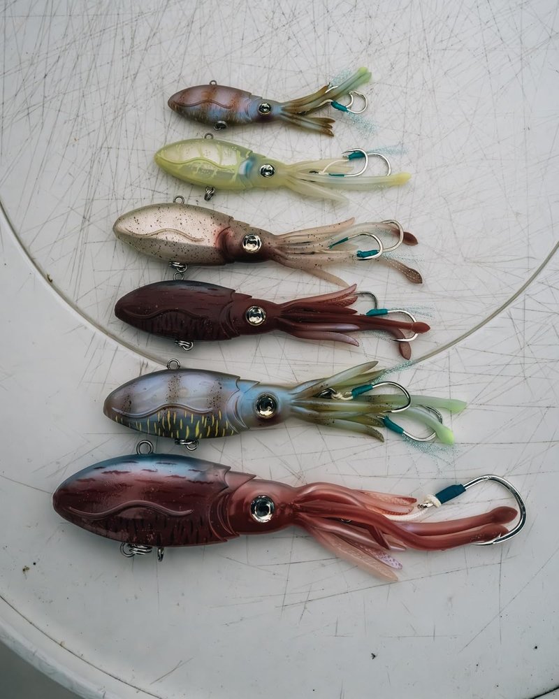 Nomad Design Squidtrex Vibrating Fishing Lure - TPE Soft Plastic Bait for Saltwater | Strong BKK Assist Hooks