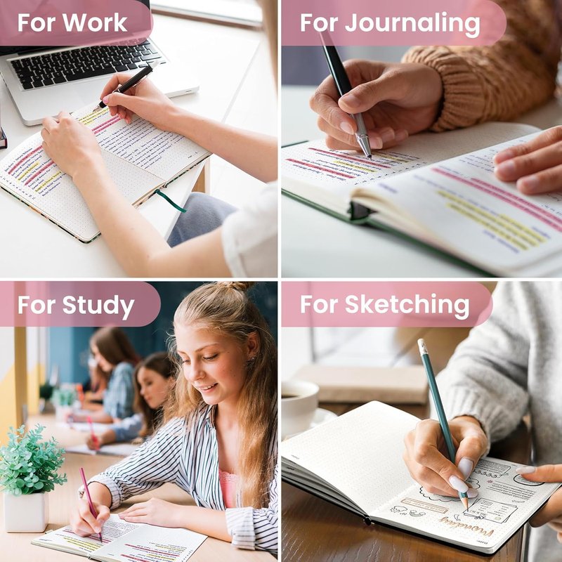 Taja Dotted Journal - A5 Hardcover Leather Notebook for Writing & Sketching | 160 Pages, Garden Design