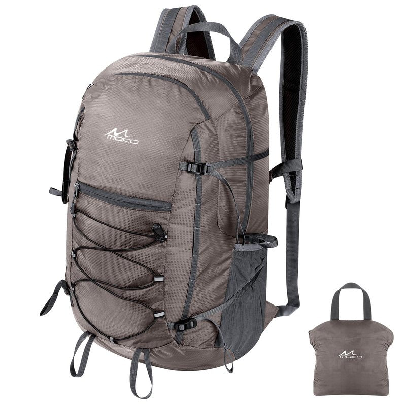 MoKo Hiking Backpack, 40L Large Capacity Camping Backpack with Multiple Pockets, Tear-resistant Travel Daypack for Men Women, Packable and Lightweight Hiking Daypack for Travel Camping Outdoor, Hummus