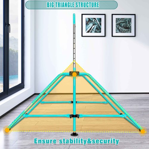 MARFULA Foldable Gymnastic Bar for Kids Ages 3-9, 9 Height Levels, 200 lbs Weight Capacity, 5 Ft Length Gymnastic Kip Bar with Mat, Gymnastic Equipment for Home and Gym Center Indoor Outdoor Use