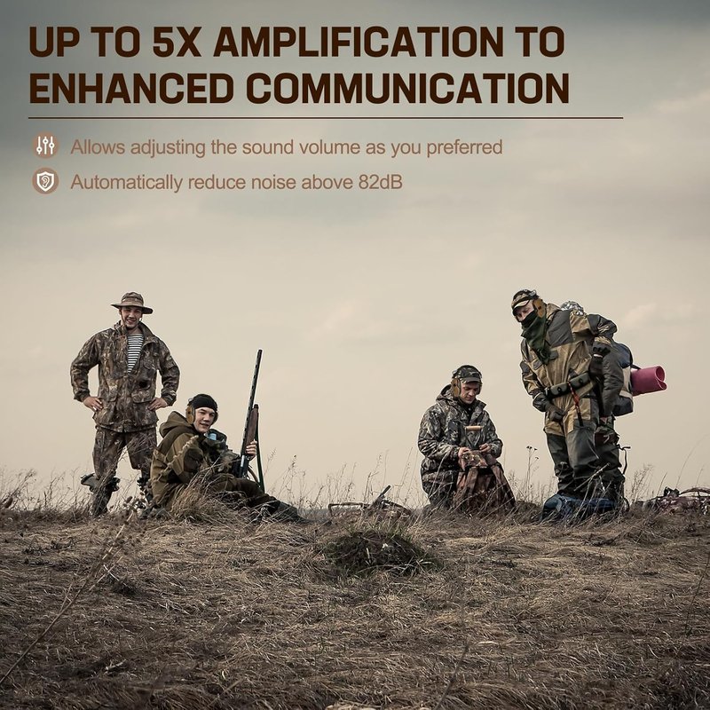 Electronic Ear Protection - 5X Sound Amplification Muffs | NRR 26dB Noise Reduction for Shooting & Hunting