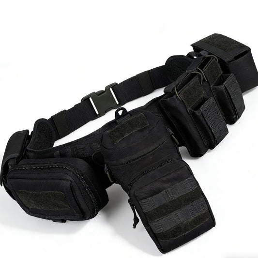 YAKEDA MolleTactical Belt for men-Battle Belt Duty Belt Law Enforcement Utility Belt Police Belt Set 5 PCS (Black)