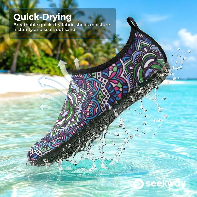 Water Shoes for Men & Women - Quick-Dry Aqua Socks | Non-Slip Barefoot Design for Beach, Swim, River, Pool, Lake - Black
