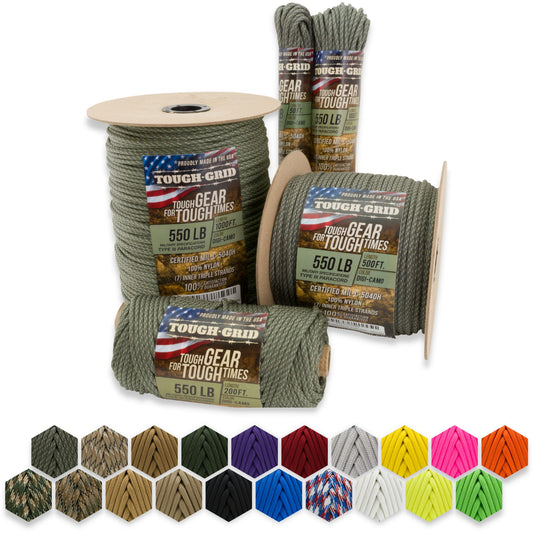 TOUGH-GRID Premium 550lb Paracord/Parachute Cord - 100% Nylon Mil-Spec Type III Paracord Used by The US Military, Great for Bracelets and Lanyards, Tactical Paracord 100Ft. - Digi Camo