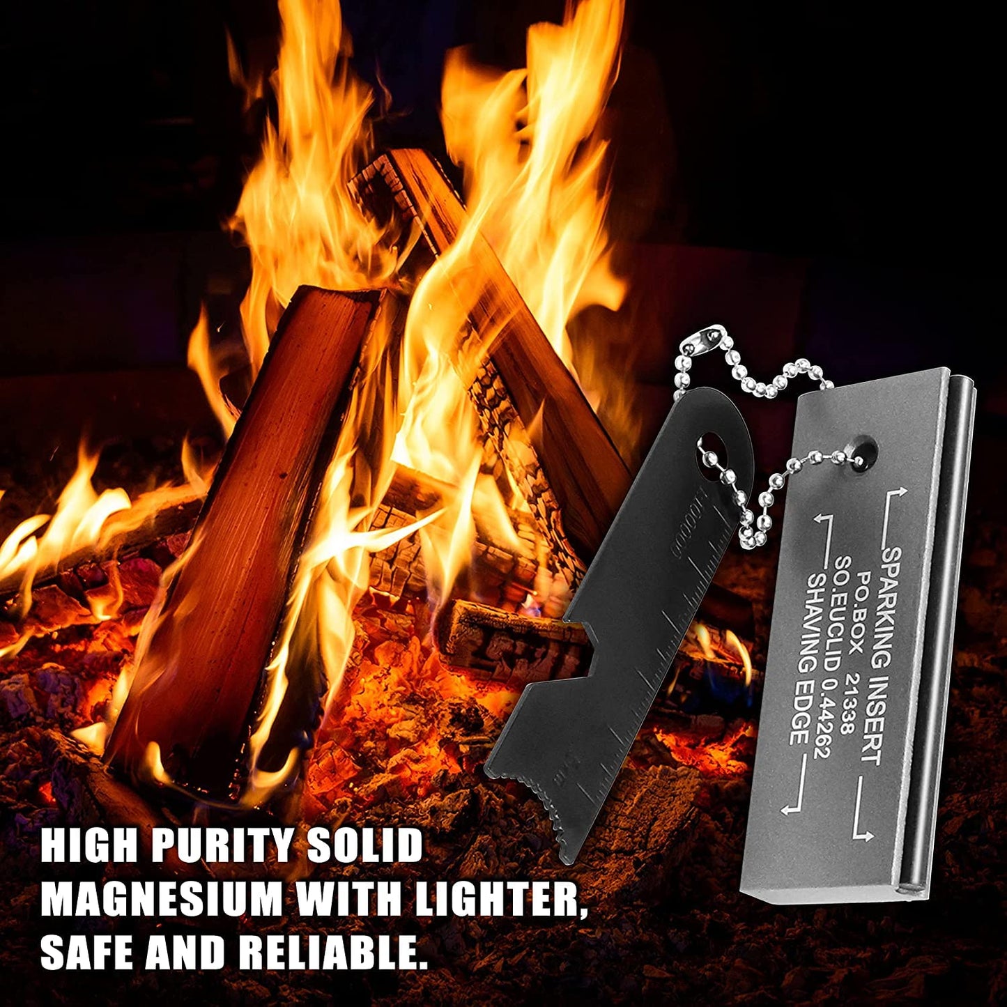 H HAGU LANDE Fire Starter Magnesium Firestarter Flint Waterproof Outdoor Survival Kit with Striker for Campfires,Hiking,Hunting(4 Pack)