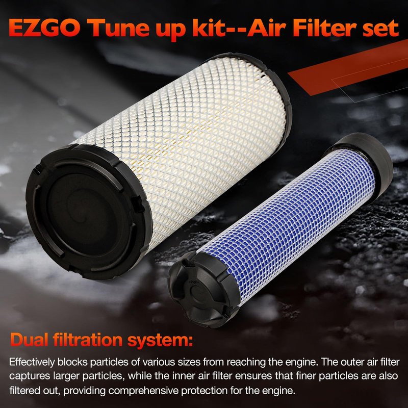 EZGO Tune Up Kit Fit for TXT (2010-Up) & RXV (2008-Up) Gas Golf Cart Model with 13.5 HP 4-Cycle Kawasaki Engine–Oil/Air/Fuel Filter, Spark Plug–Replaces OEM 607454, 28463G01, 72084G01, 607462