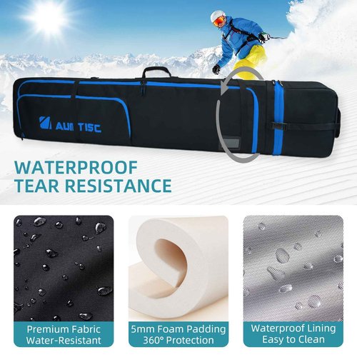 AUMTISC Padded Snowboard Bag for Air Travel, Snow Board Travel Bags Case for Flying, Ski Storage Bags for Boots and Equipment, Adjustable Length in 156cm - 181cm