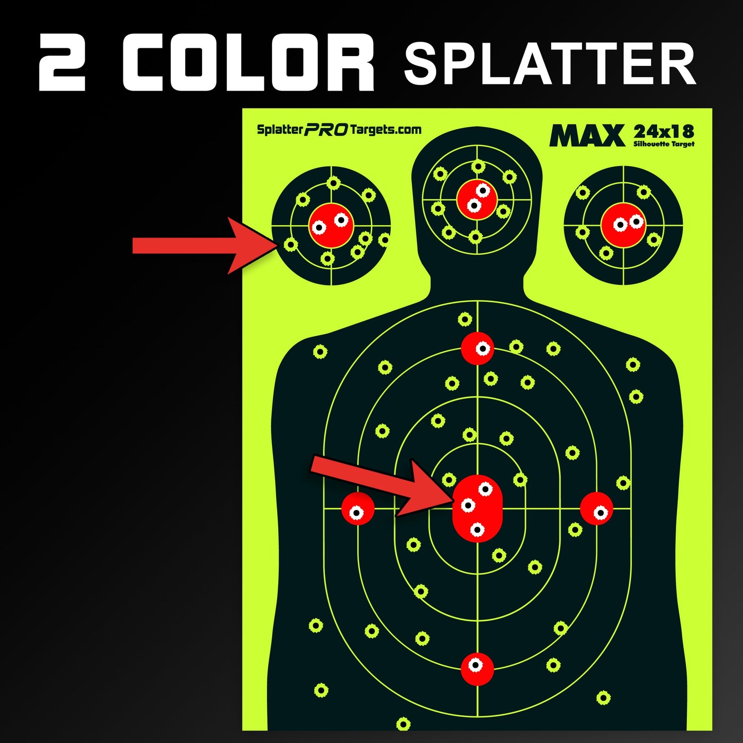 18x24 Extra Large Splatter Targets. Two Color Splatter to Easily See Your Shots! Bright Fluorescent Yellow and White Splatter. (10.)