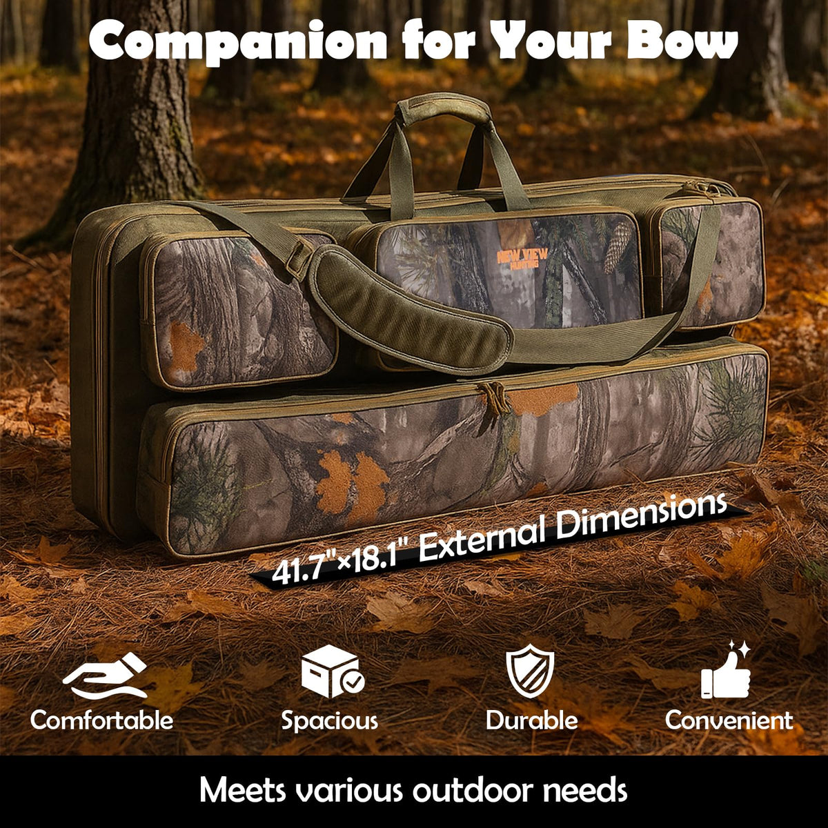 NEW VIEW Bow Case - Protects Your Compound Bow - Features Large Compartment, Soft Padding, Comfortable Carrying Options & Multiple Accessory Pockets - Lightweight Durable Archery Bow Bag