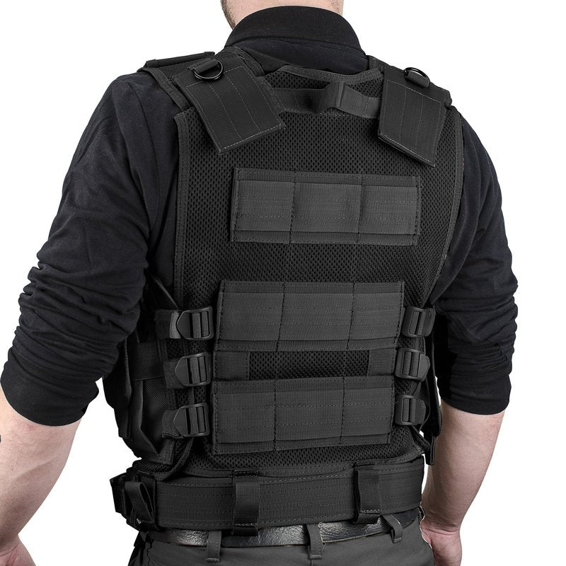 Barska Loaded Gear VX-200 Tactical Vest – Right Hand Holster, Adjustable Fit, Mag Pouches, Belt, ID Panel, Rescue Handle – Combat Vest for Airsoft or Training