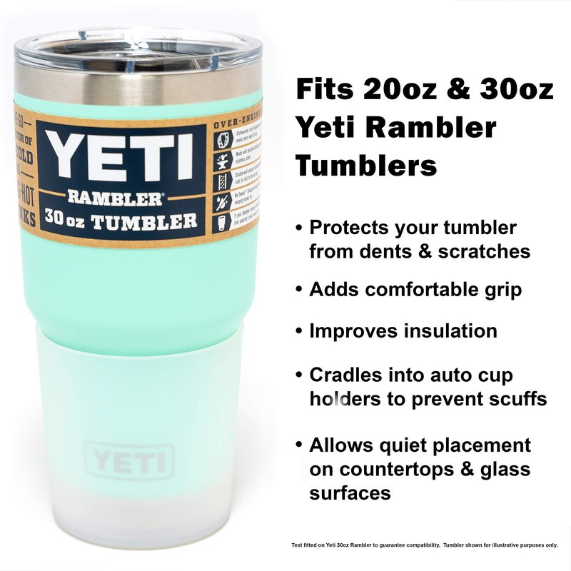 Silicone Boot Sleeve Protector for 20oz, 26oz, 30oz Yeti Rambler Tumbler Cups and 32oz Hydro Flask Tumbler (Frost)