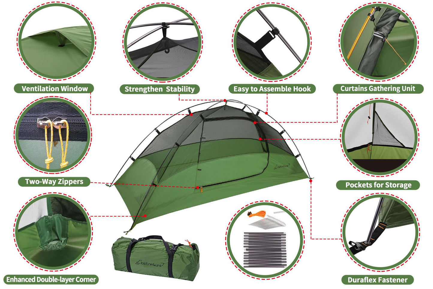 Clostnature Lightweight Tent for Backpacking - 2 Person Ultralight Backpacking Tent, Waterproof Easy Setup Camping Tent, Hiking Tents for Outdoor, Hiking and Mountaineering