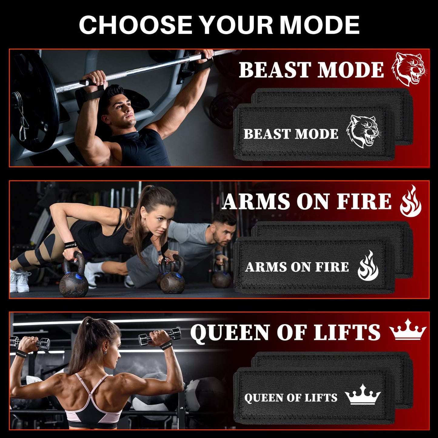 TECEUM Fit Lifting Wrist Straps with Neoprene Padding Support – Black – Beast Mode – Heavy Duty Wrist Workout Straps For Men and Women – Ideal for Powerlifting, Strength Training, Bodybuilding