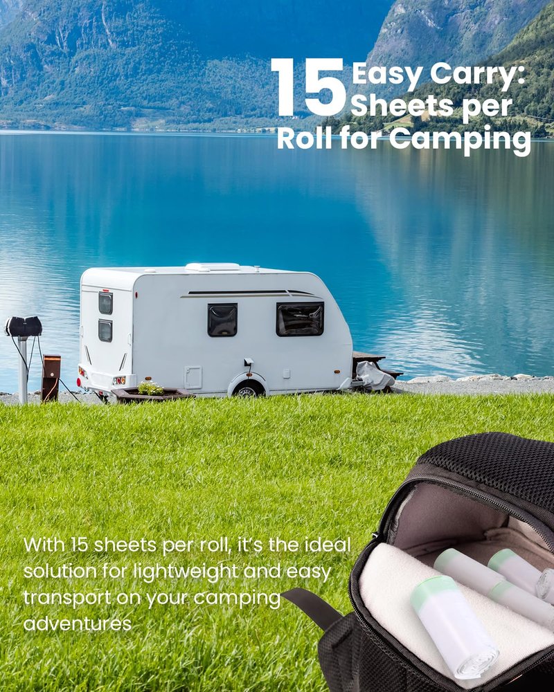 Toilet Liners with Lemon-Scented Absorbent Pads, 30-Pack, Universal Fit, Disposable Toilet Bags, Camping-Inspired Design, Ideal for Home, Boat or Camping WC, Dry Flush Ready, Emergency Use, Tear-Free