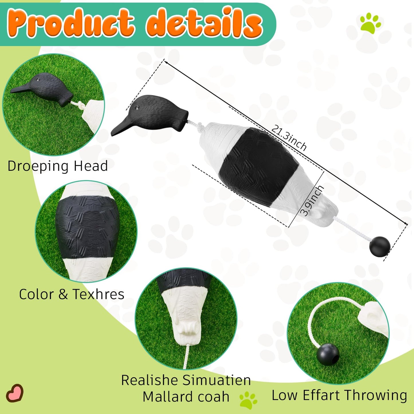 Blueweenly 3 Pcs Canvas Bumper Dummy Bumper Dog Float Toys for Hunting Retriever Training Dog Retriever Outdoor Training Toy Hunting Recognition Trainers(Bright,Pheasant with Feet)