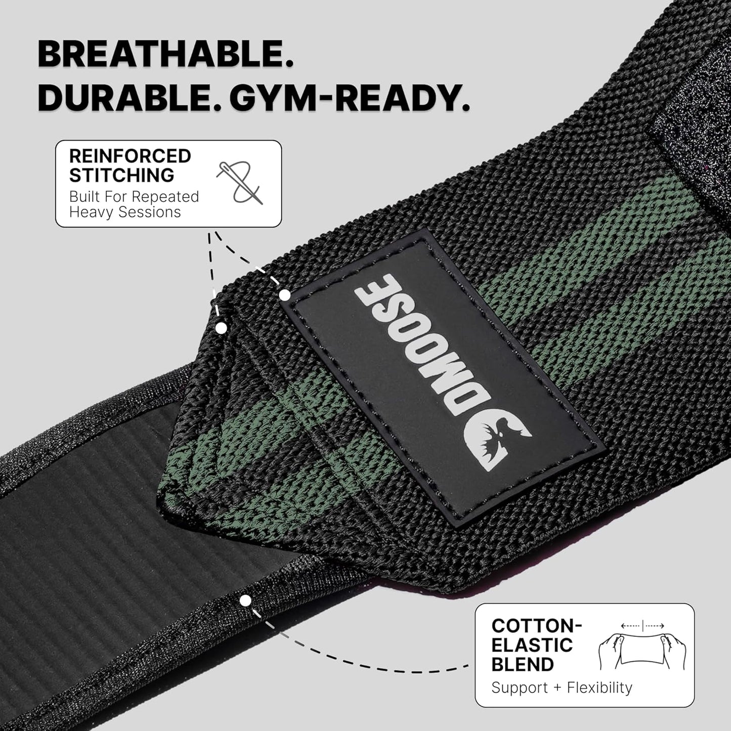 DMoose Fitness Elbow Wraps - Adjustable 40'' Compression Sleeves for Weightlifting, Joint Support & Tendonitis Relief | Pair