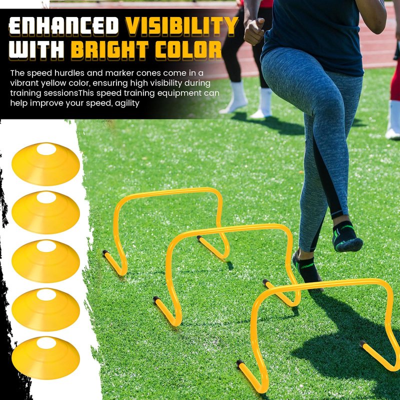Gemscream 12 Pcs 12 Inch Agility Hurdles Training Equipment Agility Hurdles and Marker Cone Set Disc Cones Speed and Training Obstacle for Athletes Sports Soccer Football Tennis Basketball(Orange)