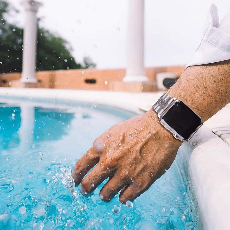 Lamshaw Compatible with CARBINOX Vortex bands, Solid Stainless Steel Heavy Band with Butterfly Folding Clasp Link Bracelet Compatible with CARBINOX Vortex, X-Ranger, Vortex, Vesta, Blaze Round, Blaze S, Blaze Square Smart Watch (Silver)